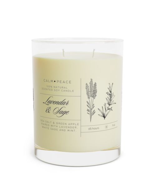 Full glass soy candle – Lavender & Sage
