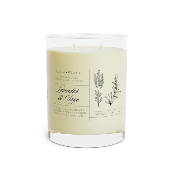 Full glass soy candle – Lavender & Sage