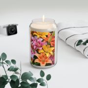 13.75 oz glass soy candle - Lilly flowers