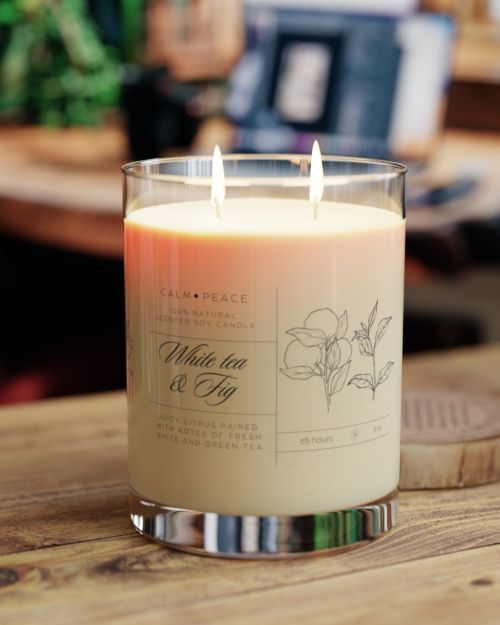 Full glass soy candle – White Tea & Fig
