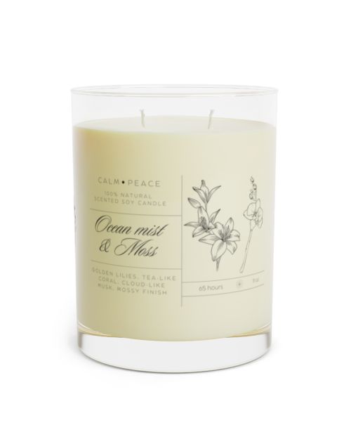 Full glass soy candle – Ocean Mist & Moss