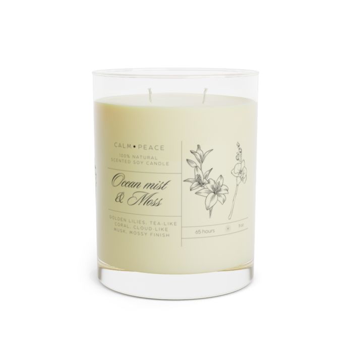 Full glass soy candle – Ocean Mist & Moss