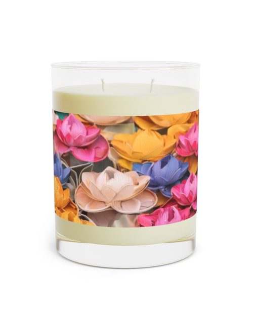 Full glass candle – Lotus flowers