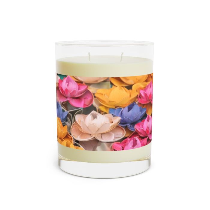 Full glass candle – Lotus flowers