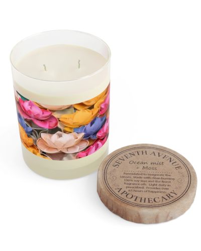 Full glass candle – Lotus flowers