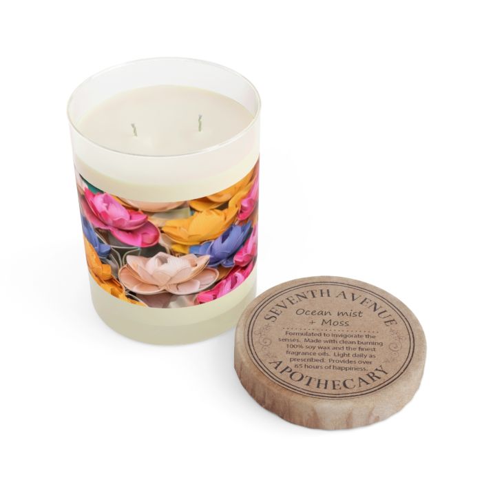 Full glass candle – Lotus flowers