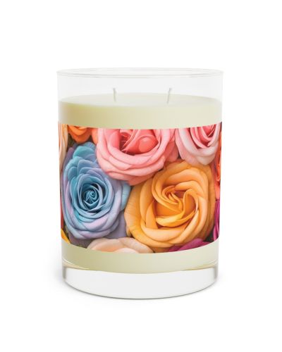 Full glass candle – Rose flowers