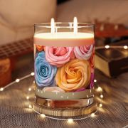 Full glass soy candle - Rose flowers