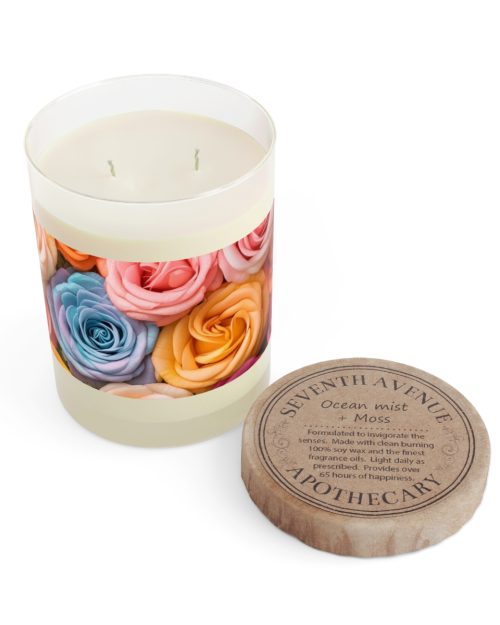 Full glass candle – Rose flowers