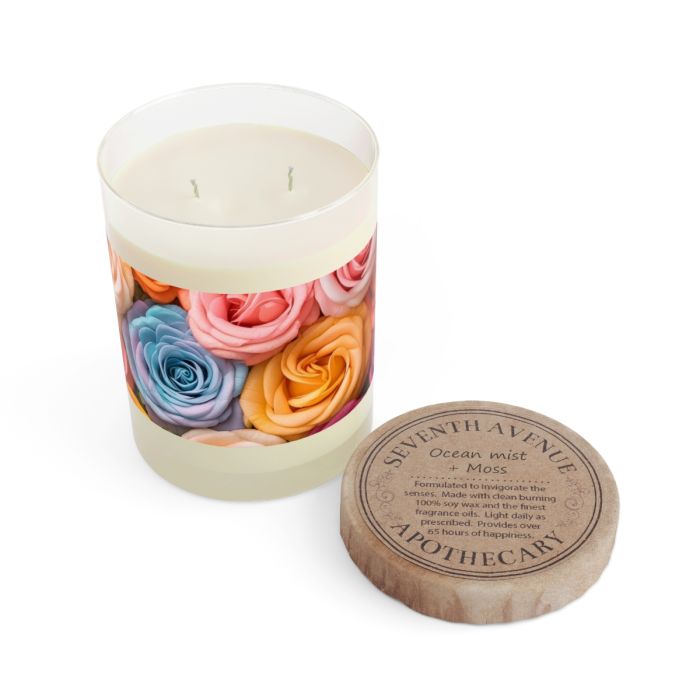 Full glass candle – Rose flowers