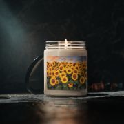 9 oz glass jar soy candle - Sunflowers