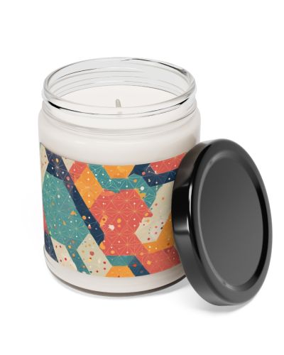 Glass jar candle – Multicolor origami