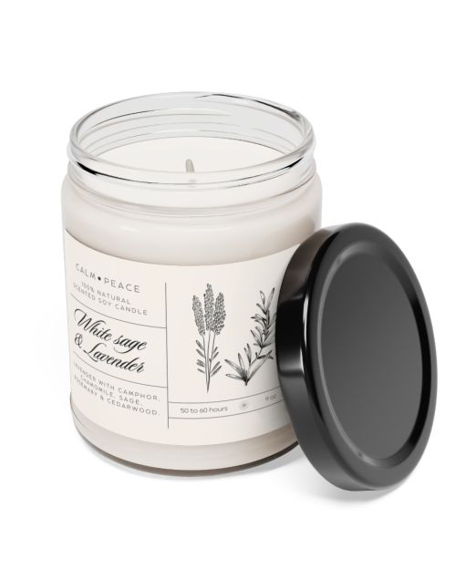 Glass jar candle – White Sage & Lavender