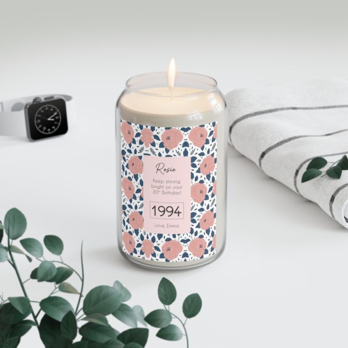 Can soy candle – Personalized Birthday flowers