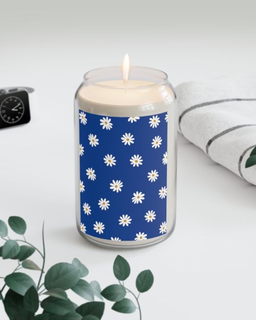 Can soy candle – Daisies blue