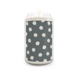 Can glass scented soy candle - Daisies grey - front