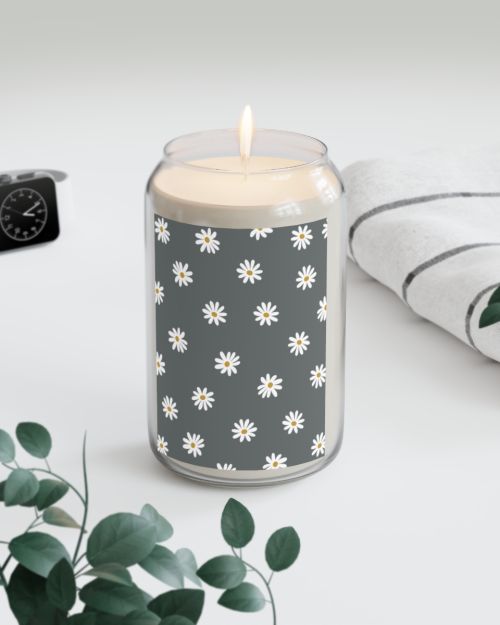 Can candle – Daisies grey