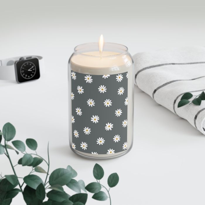 Can candle – Daisies grey