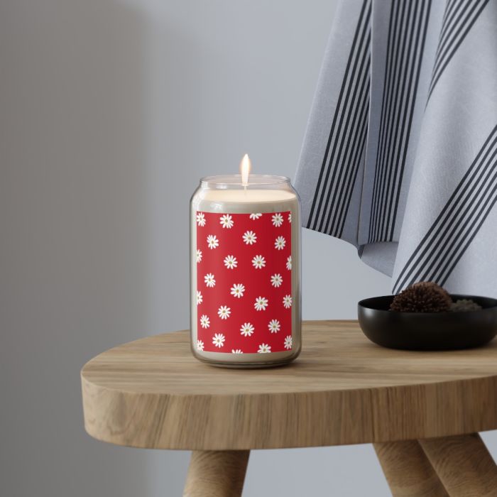 Can soy candle – Daisies red