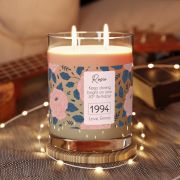 Full glass scented soy candle - Birthday flowers - lights