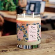 Full glass scented soy candle - Birthday flowers - table