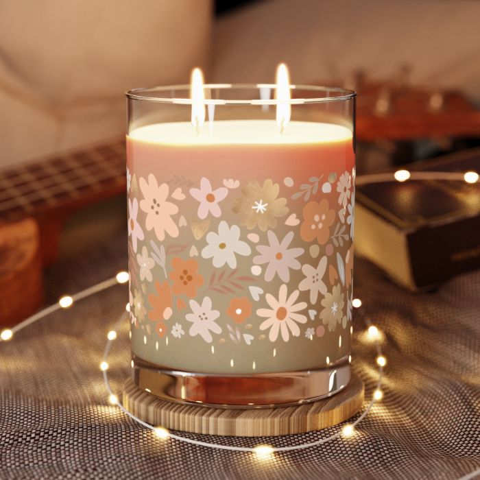 Full Glass Scented Soy Candle – Flower Heart