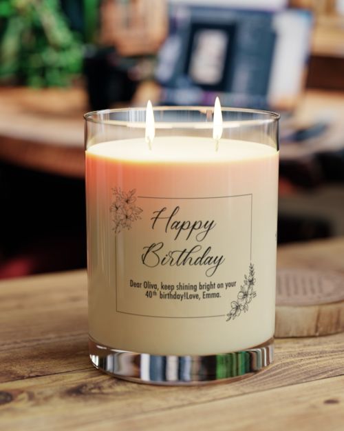 Full glass soy candle – Personalized Happy Birthday