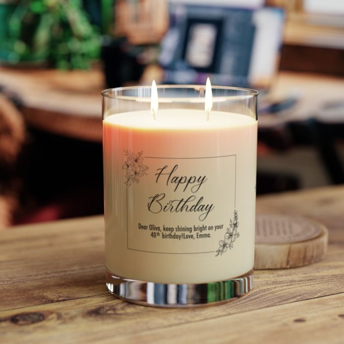 Full glass soy candle – Personalized Happy Birthday