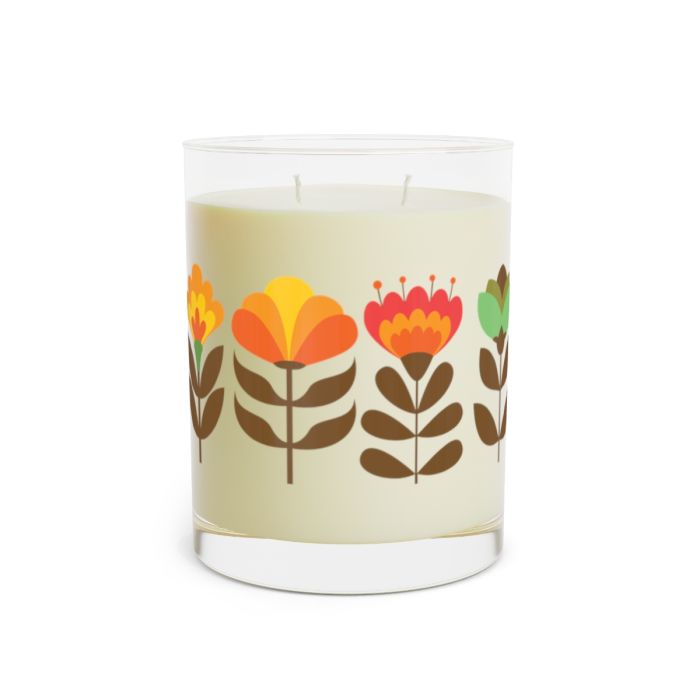 Full glass candle – Flowers from the 80’s