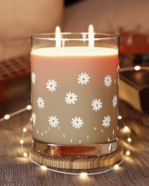 Full glass candle – Daisies
