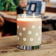 Full glass scented soy candles - White daisies - table