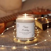 Glass jar scented soy candle - Personalized Birthday - lights