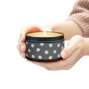 Metal tin scented soy candles - White daisies - black