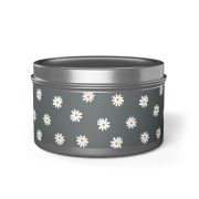 Metal tin scented soy candles - White daisies - front