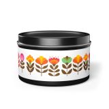 Metal tin scented soy candles - flowers from the 80s - black