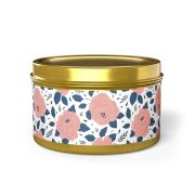 Tin metal scented soy candle - Birthday flowers - gold