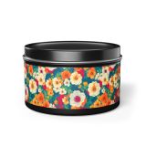 Tin metal scented soy candle - Garden flowers - black